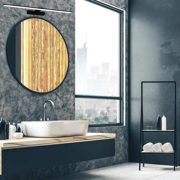 Kinkiet LAMPA ścienna SPLASH ML5616 Milagro metalowa OPRAWA galeryjka LED 12W 4000K nad lustro IP44 czarna