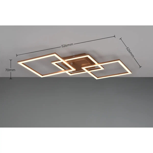 Kwadratowa lampa TRAIL R64493165 brązowa LED 31W 3000K sufitowa