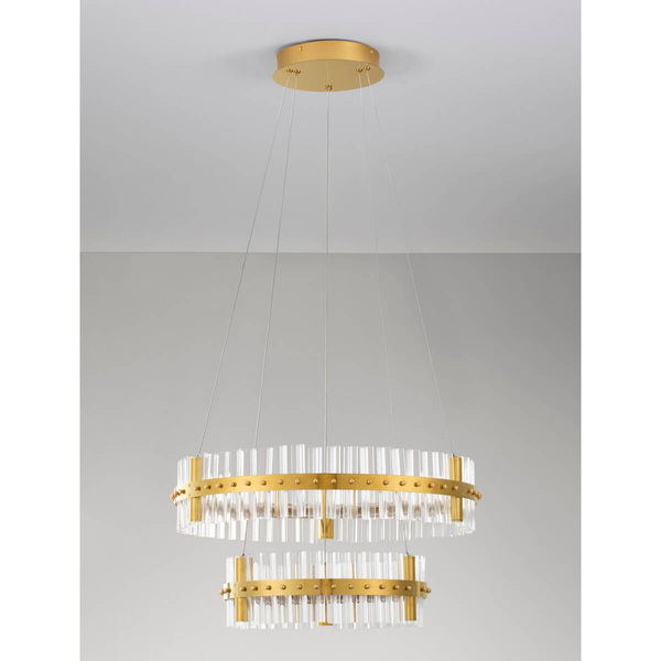 Podwójna lampa wisząca MAYO LE44226 LED 67W 3500K kryształowa złota