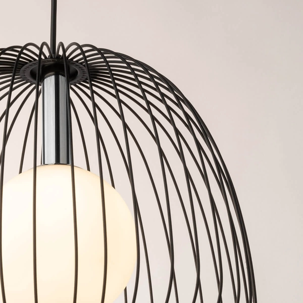 Sypialniana lampa zwisająca Bell 40723 Sigma druciak czarna srebrna