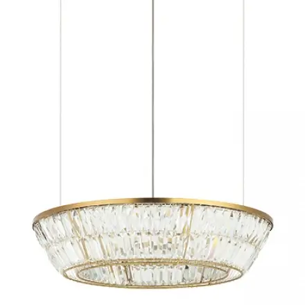 Wisząca lampa glamour 23046 LED 38W 3000K kryształ ring mosiądz