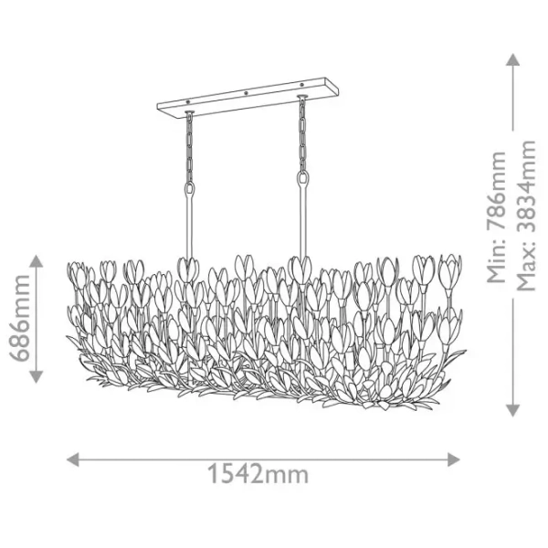 Żyrandol do salonu Flora QN-FLORA10-WHT kwiaty na łańcuchu biały