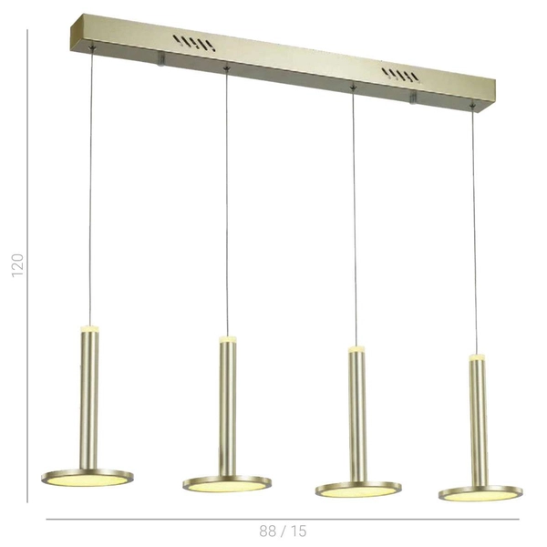 LAMPA wisząca OLIVIER MD17033012-4B GOLD Italux metalowa OPRAWA listwa LED 60W 3000K zwis spodki złote