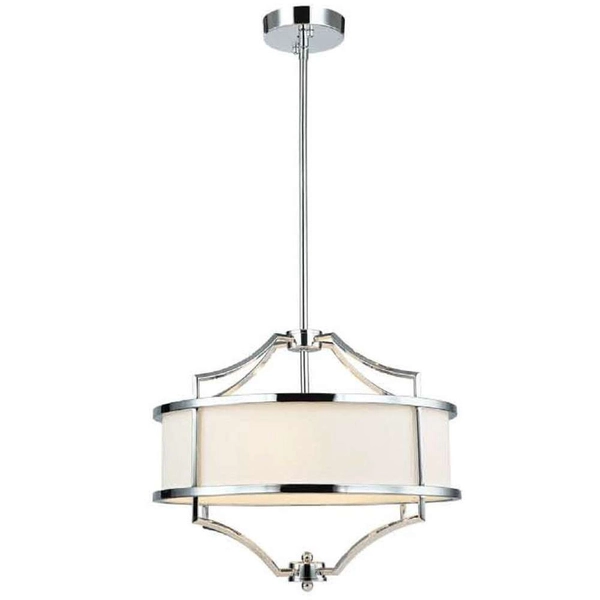 LAMPA okrągła Stesso Cromo S Orlicki Design abażurowa OPRAWA wisząca w stylu klasycznym kremowa chrom