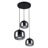 Potrójna szklana wisząca lampa Calto PND-67705-3-BK-SG przydymiona