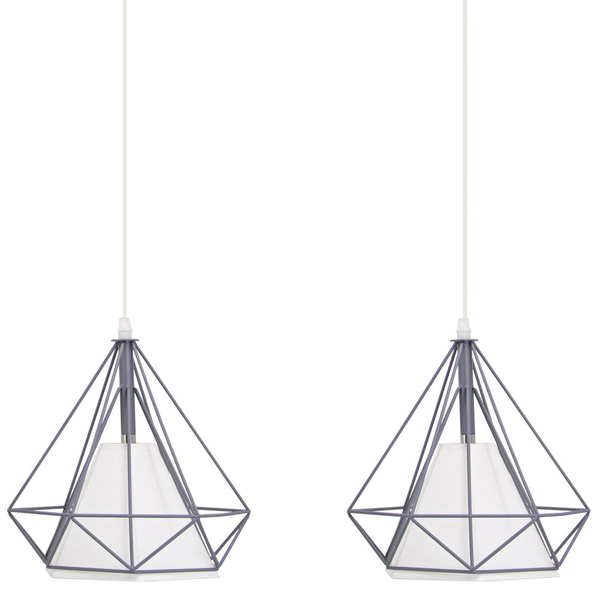 Druciana LAMPA wisząca Piramida 8803/2 ZWIS - 03 Elem metalowa OPRAWA loftowy zwis piramidy szare białe