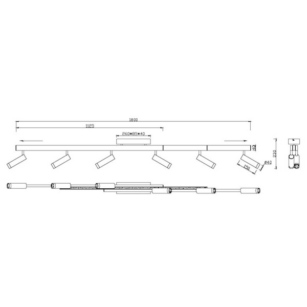 Metalowa lampa sufitowa ZENO 648310732 LED 18W+33W 2700-6500K tubki czarna