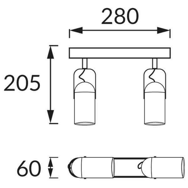 Sufitowa lampa Lofta 04394 Ideus reflektorki regulacja czarna