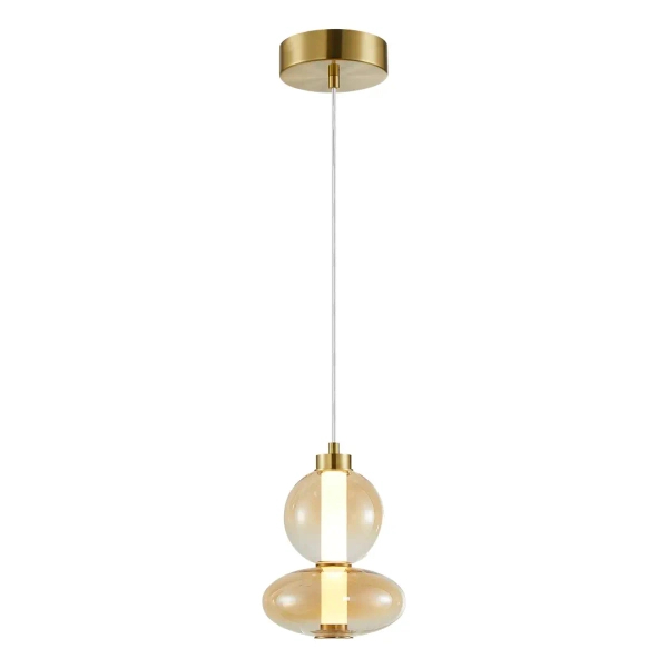 Szklana lampa zwisowa DAPHNE ML0345 LED 12W 3000K bursztynowa złota