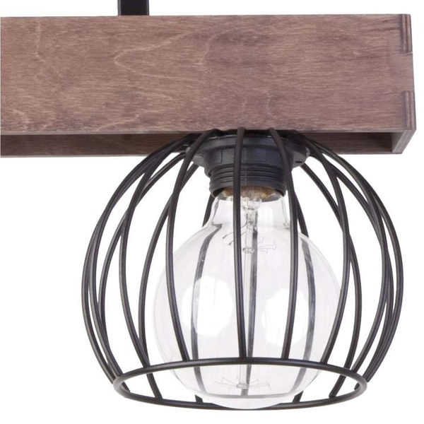 Plafon LAMPA sufitowa MILAN 31571 Sigma metalowa OPRAWA industrialne klatki druciane drewno brązowe