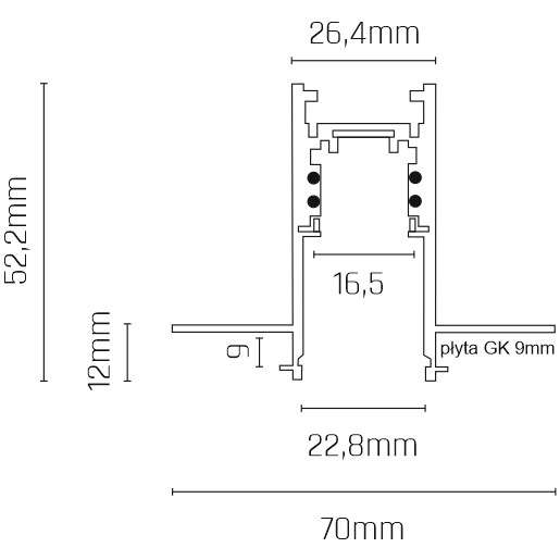 Magnetyczna szyna 2m Komatsu 6503 Shilo podtynkowa czarna