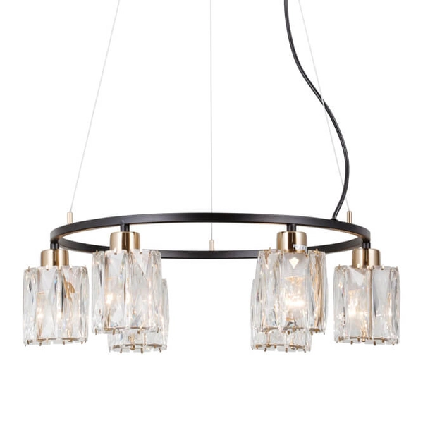 Lampa wisząca nad stół Simona PND-40814-6-BK-HBR czarny złoty przezroczysty