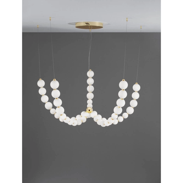 Lampa glamour wisząca Moca LE42746 LED 130W 3000K kule biała złota