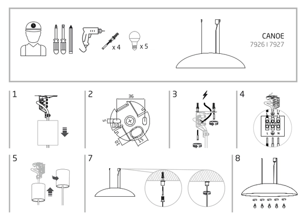 Loftowa lampa wisząca Canoe 7926 czarna nad łóżko do sypialni