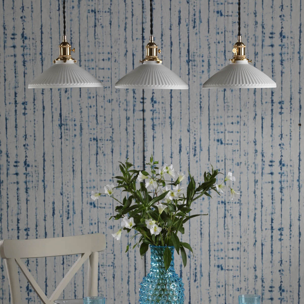 Wisząca lampa ceramiczna Hadano HAD3640-10 potrójna mosiądz biały