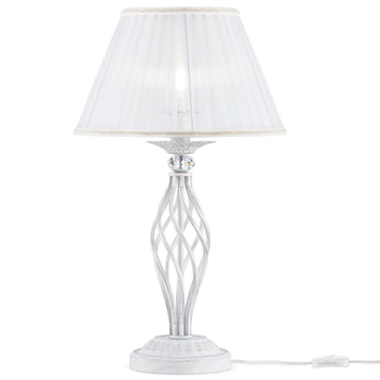 Lampa stołowa z wtyczką glamour z abażurem biała Grace OUTLET