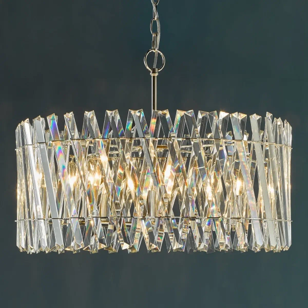 Kryształowa wisząca lampa Entwine ENT0838 do salonu glamour nikiel