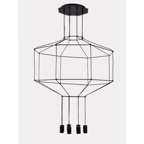 Futurystyczna lampa wisząca Linea XT080-8P Step tuby cube czarna