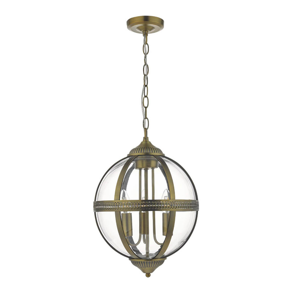 Klasyczna lampa wisząca Vanessa VAN0375 Dar Lighting kula szkło mosiądz