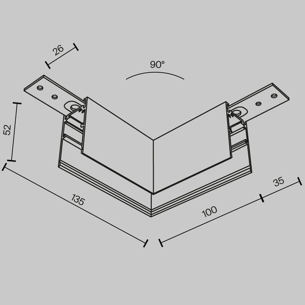 Łącznik-L do szyn magnetycznych Exility TRA034HCL-41W biały