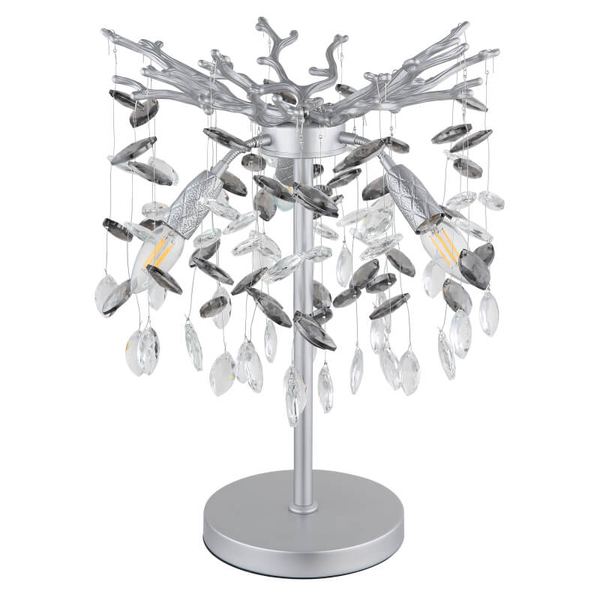Stołowa szklana lampa Queena 64138TS do sypialni kryształki srebrne