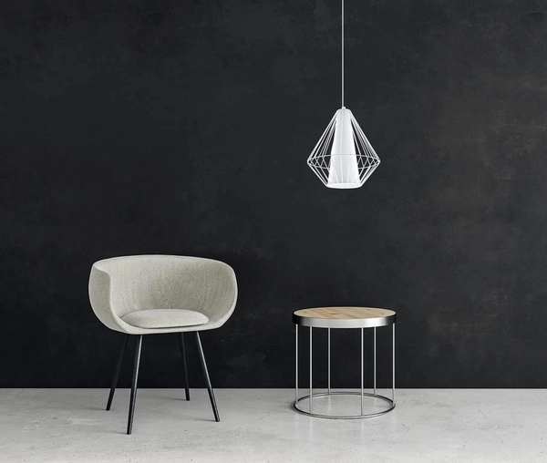 Druciana LAMPA wisząca SL.0297 industrialna OPRAWA zwis druciak metalowy klatka skeleton biały