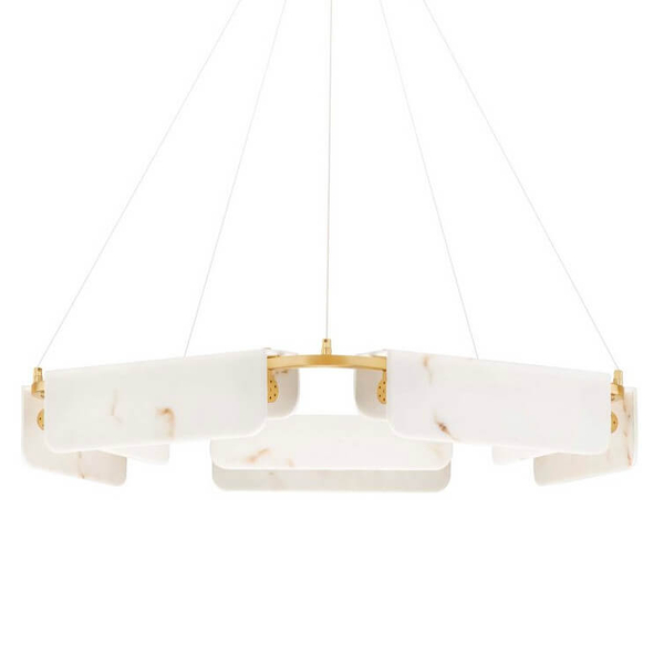 Wisząca lampa do salonu MAIRANA LE44617 LED 45W 3000K marmurowa biała złota
