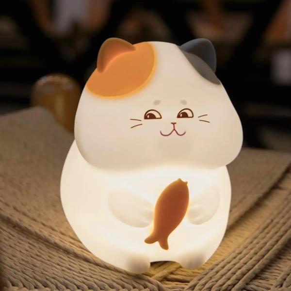 Lampka nocna do pokoju dziecięcego Gatto 327642 LED 1W 3000K+RGB kot biała