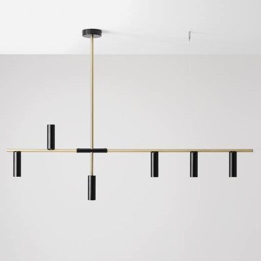 Nowoczesna lampa wisząca TREVO 1083K40 Aldex do jadalni mosiądz czarna