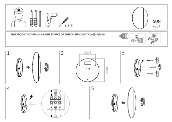 Okrągły kinkiet salonowy Sun 7651 ekologiczny LED 15W 3000K drewno