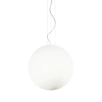 Lampa szklana wisząca Mapa biała 1xE27 42W okrągła nad wyspę kula ball 32122