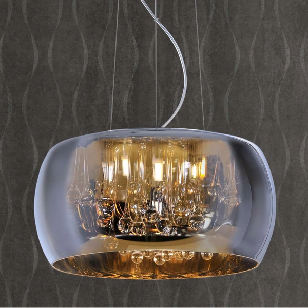 LAMPA wisząca ROMEO 310613 Polux okrągła OPRAWA szklana ZWIS glamour rain chrom
