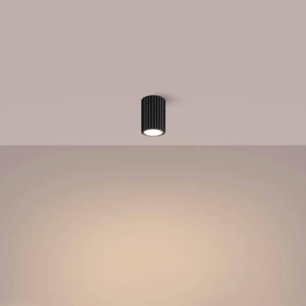Sufitowa lampa podłużna KARBON SL.1568 tubka ryflowana czarna