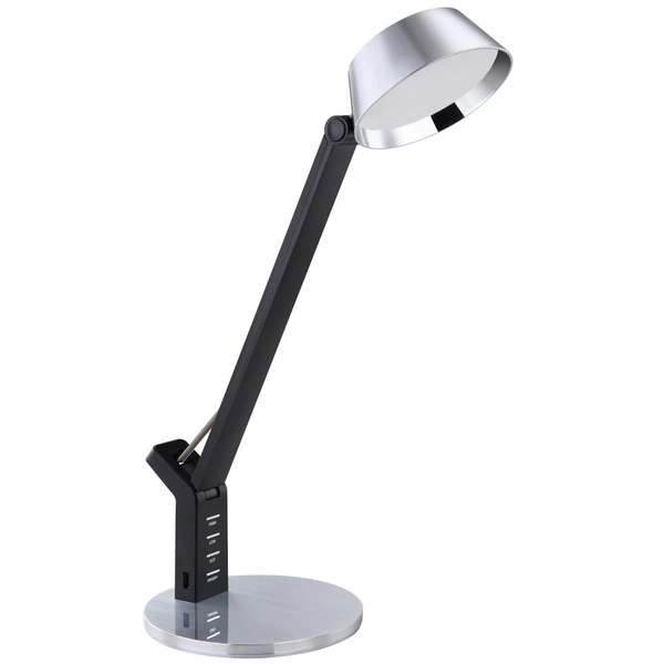 Stojąca lampa URSINO 58422S LED 8W 3000-6300K z portem USB czarna srebrna