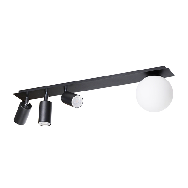Sufitowa lampa czarna Albio K-4136 Kaja regulowane reflektorki kula do salonu