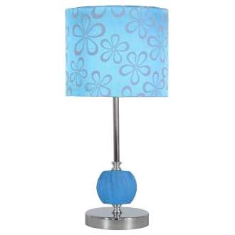 Nocna lampa stołowa CORT 41-34625 abażurowa print kwiatowy niebieski