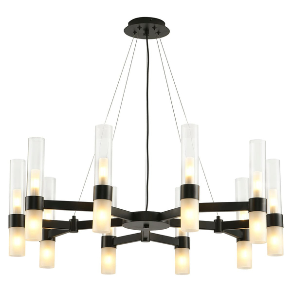 Nowoczesny żyrandol do salonu Candela DN1505-10 black Step szklane czarne