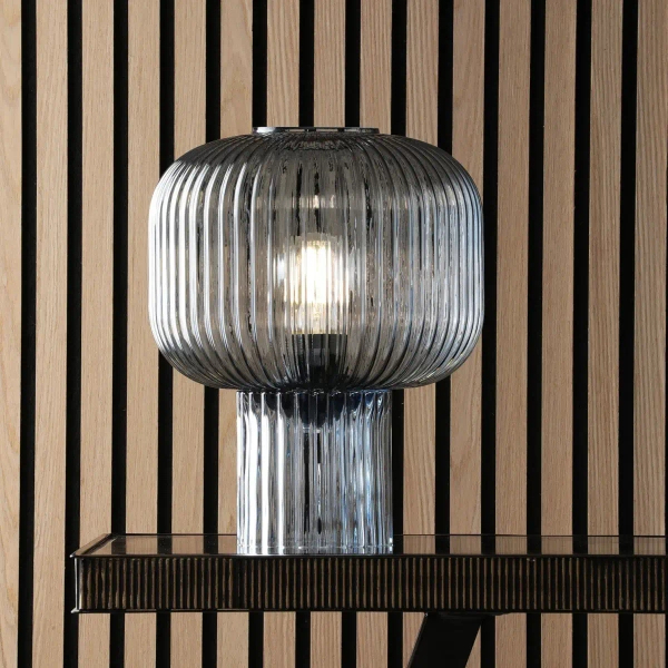 Szklana stołowa lampa Demarius DEM4223 grzybek niebieski