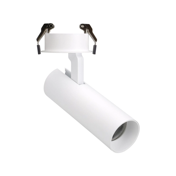 Metalowy reflektorek podtynkowy SHINEMAKER H0119 Maxlight regulowana tuba LED 15W 3000K wpuszczana do sypialni biała