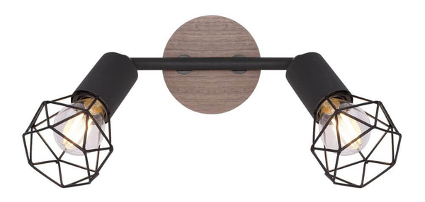 Sufitowa lampa reflektorowa Xara 54802S-2H czarna drewno