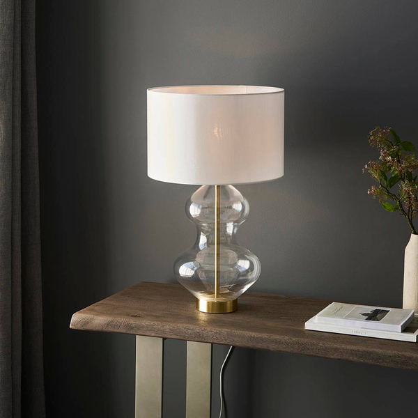 Nocna lampka klasyczna Kelda Shaped 99110 z abażurem biała złota