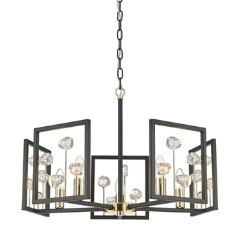 Designerski żyrandol Caroline ramki crystal czarne złote