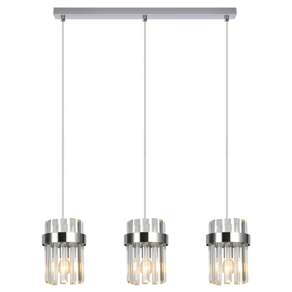 Kryształowa lampa wisząca Vetro LP-2910/3L CH do salonu chrom przezroczysta