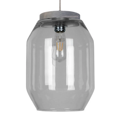 Lampa wisząca VASO 169020157 szklana słoik przydymiony drewno