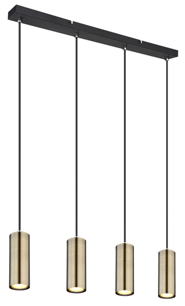 Lampa wisząca Robby 57911-4HM tuby na listwie mosiądz czarne