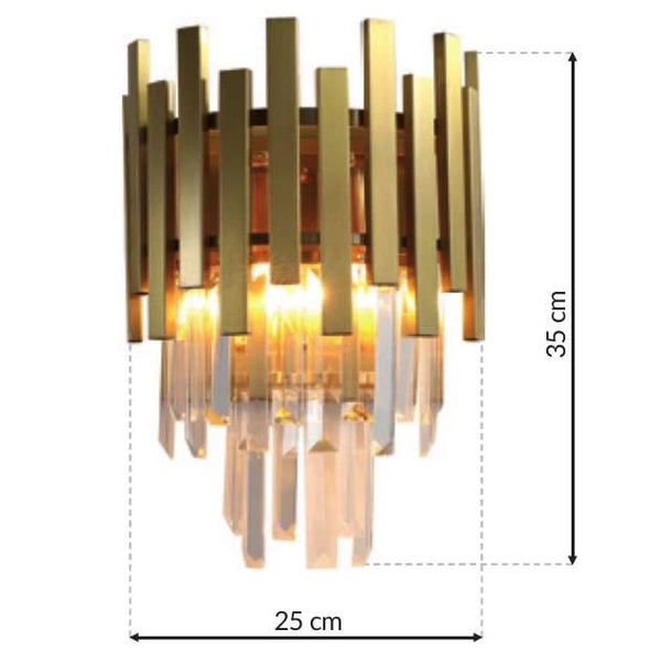Ścienna LAMPA glamour ASPEN ML5998 Milagro metalowa OPRAWA kinkiet kryształki crystals złote
