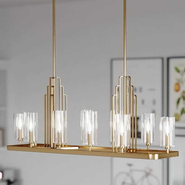 Lampa wisząca Art Deco QN-KIMROSE10-BNB nikiel mosiądz