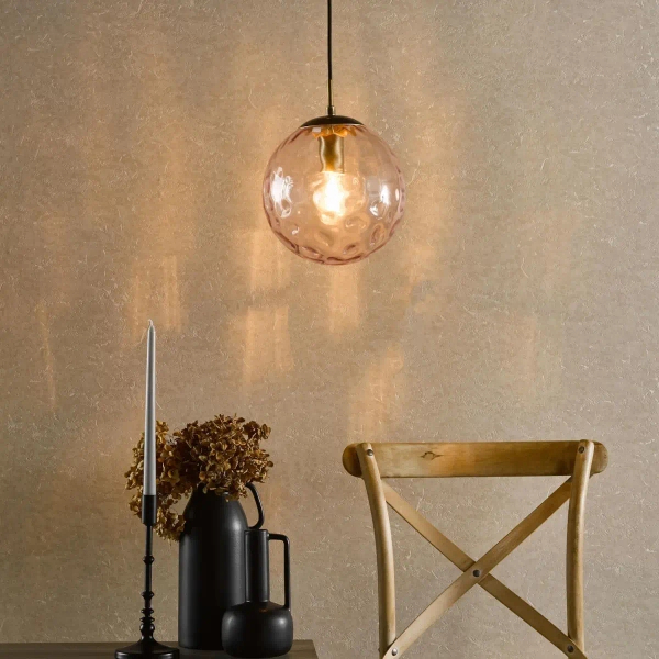 Lampa okrągła wisząca Ripple SP70-RIP8803 do salonu kula różowa brąz