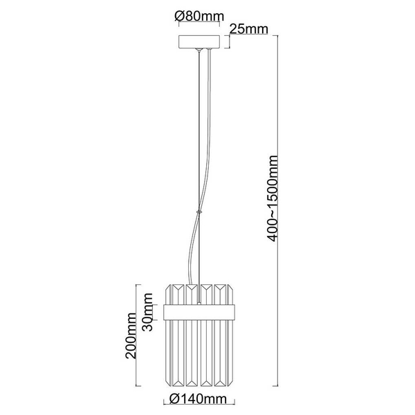 Wisząca lampa kryształowa Vetro LP-2910/1P CH glamour chrom przezroczysta