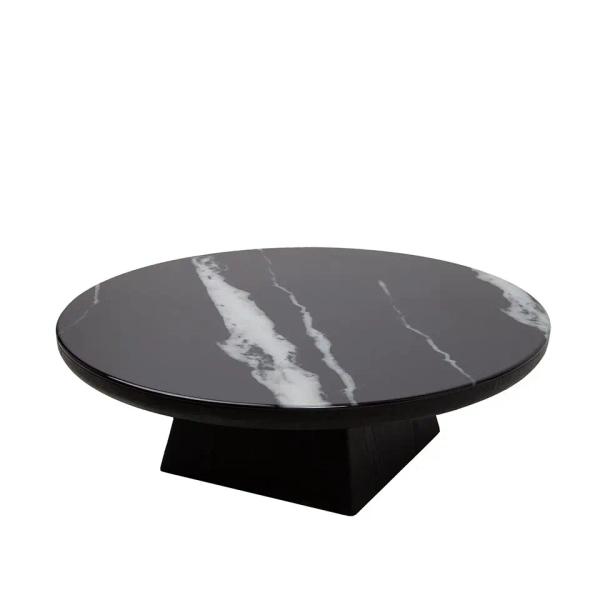 Minimalistyczny stolik kawowy DOVER MM001501100420 czarny żywica drewno 100cm